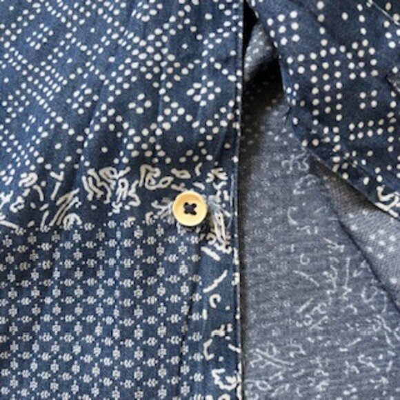 🧡3/15 Mango Man Casual Patchwork Blue Shirt Men's S - Picture 13 of 13